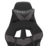 Swivel Gaming Chair with Footrest Black&Grey Faux Leather