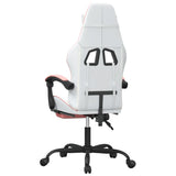 Swivel Gaming Chair with Footrest White&Pink Faux Leather