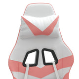 Swivel Gaming Chair with Footrest White&Pink Faux Leather - Extra Image