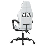 Swivel Gaming Chair with Footrest White&Black Faux Leather - 45-Degree Angle