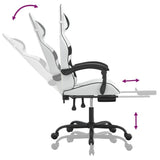 Swivel Gaming Chair with Footrest White&Black Faux Leather - Extra Image