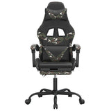Swivel Gaming Chair with Footrest Black&Camouflage Faux Leather - Side View