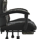 Swivel Gaming Chair with Footrest Black&Camouflage Faux Leather - Low Angle