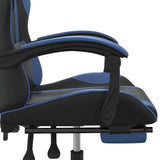 Swivel Gaming Chair with Footrest Black&Blue Faux Leather