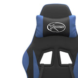 Swivel Gaming Chair with Footrest Black&Blue Faux Leather