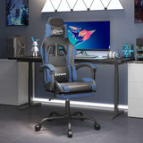 Swivel Gaming Chair with Footrest Black&Blue Faux Leather