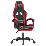 Swivel Gaming Chair with Footrest Black&Red Faux Leather - Front View