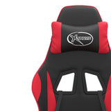 Swivel Gaming Chair with Footrest Black&Red Faux Leather
