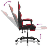 Swivel Gaming Chair with Footrest Black&Red Faux Leather