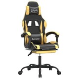 Swivel Gaming Chair with Footrest Black&Gold Faux Leather - Front View