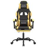 Swivel Gaming Chair with Footrest Black&Gold Faux Leather - Side View