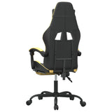 Swivel Gaming Chair with Footrest Black&Gold Faux Leather