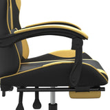 Swivel Gaming Chair with Footrest Black&Gold Faux Leather