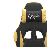 Swivel Gaming Chair with Footrest Black&Gold Faux Leather