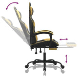 Swivel Gaming Chair with Footrest Black&Gold Faux Leather