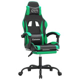 Swivel Gaming Chair with Footrest Black&Green Faux Leather - Front View