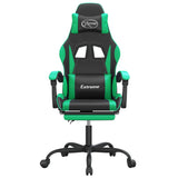 Swivel Gaming Chair with Footrest Black&Green Faux Leather - Side View