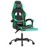Swivel Gaming Chair with Footrest Black&Green Faux Leather