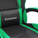 Swivel Gaming Chair with Footrest Black&Green Faux Leather - Close-Up Angle