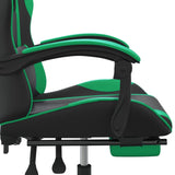 Swivel Gaming Chair with Footrest Black&Green Faux Leather - Low Angle