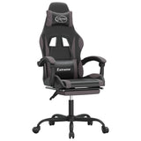 Swivel Gaming Chair with Footrest Black&Grey Faux Leather
