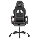 Swivel Gaming Chair with Footrest Black&Grey Faux Leather