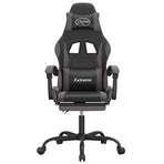 Swivel Gaming Chair with Footrest Black&Grey Faux Leather
