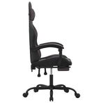 Swivel Gaming Chair with Footrest Black&Grey Faux Leather