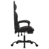 Swivel Gaming Chair with Footrest Black&Grey Faux Leather - Top-Down View