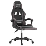 Swivel Gaming Chair with Footrest Black&Grey Faux Leather