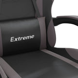 Swivel Gaming Chair with Footrest Black&Grey Faux Leather