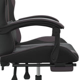 Swivel Gaming Chair with Footrest Black&Grey Faux Leather