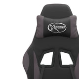 Swivel Gaming Chair with Footrest Black&Grey Faux Leather