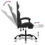 Swivel Gaming Chair with Footrest Black&Grey Faux Leather