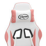 Swivel Gaming Chair with Footrest White&Pink Faux Leather - Extra Image