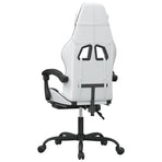 Swivel Gaming Chair with Footrest White&Black Faux Leather