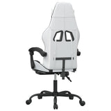 Swivel Gaming Chair with Footrest White&Black Faux Leather - 45-Degree Angle