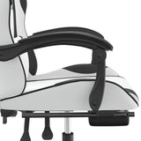 Swivel Gaming Chair with Footrest White&Black Faux Leather
