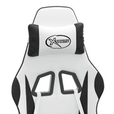 Swivel Gaming Chair with Footrest White&Black Faux Leather