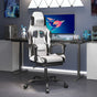 Swivel Gaming Chair with Footrest White&Black Faux Leather