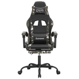 Swivel Gaming Chair with Footrest Black&Camouflage Faux Leather