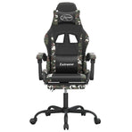 Swivel Gaming Chair with Footrest Black&Camouflage Faux Leather