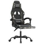 Swivel Gaming Chair with Footrest Black&Camouflage Faux Leather