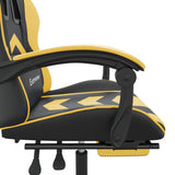 Swivel Gaming Chair with Footrest Black&Gold Faux Leather - Low Angle