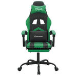 Swivel Gaming Chair with Footrest Black&Green Faux Leather