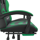 Swivel Gaming Chair with Footrest Black&Green Faux Leather
