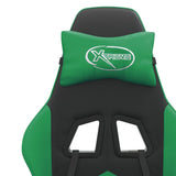Swivel Gaming Chair with Footrest Black&Green Faux Leather