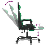 Swivel Gaming Chair with Footrest Black&Green Faux Leather