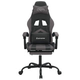 Swivel Gaming Chair with Footrest Black&Grey Faux Leather - Side View