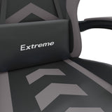 Swivel Gaming Chair with Footrest Black&Grey Faux Leather - Close-Up Angle